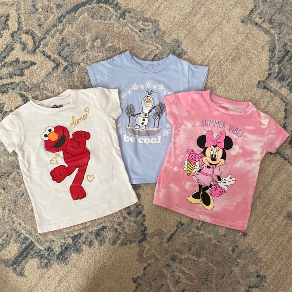 2T Carter’s Licensed tees! Elmo, Olaf, & Minnie Mouse!